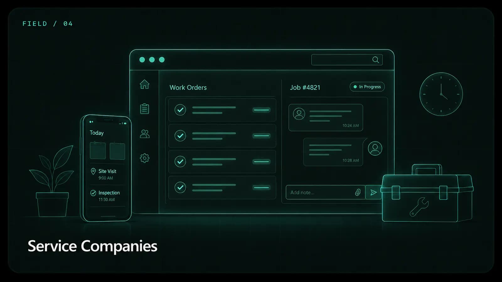 Service company team coordinating tickets, schedules, and billing in Flowrix
